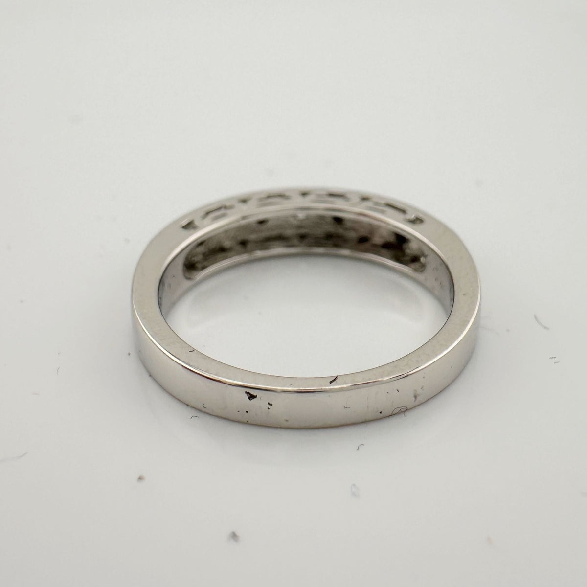 Natural Black and White Diamond Band Ring - size 7.25 --  A+ Stuff