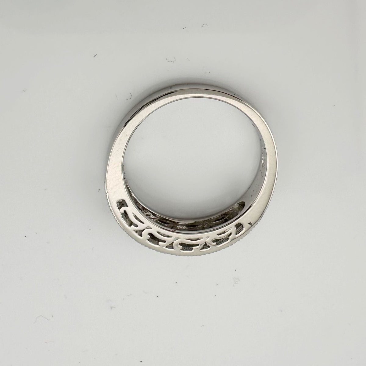 Natural Black and White Diamond Band Ring - size 7.25 --  A+ Stuff