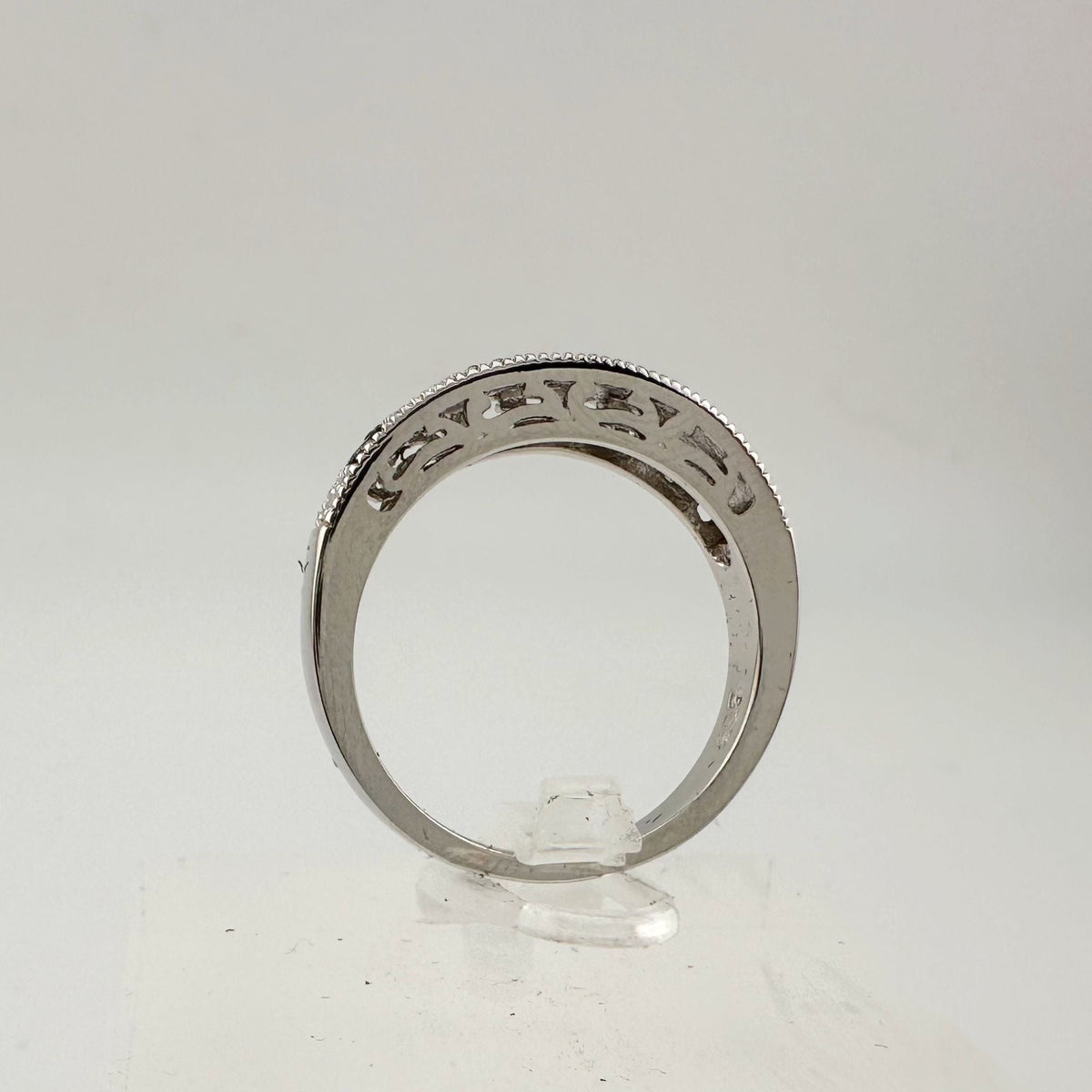 Natural Black and White Diamond Band Ring - size 7.25 --  A+ Stuff