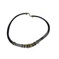 Women's Black Layered Rope Necklace with Gold and Silver Charms