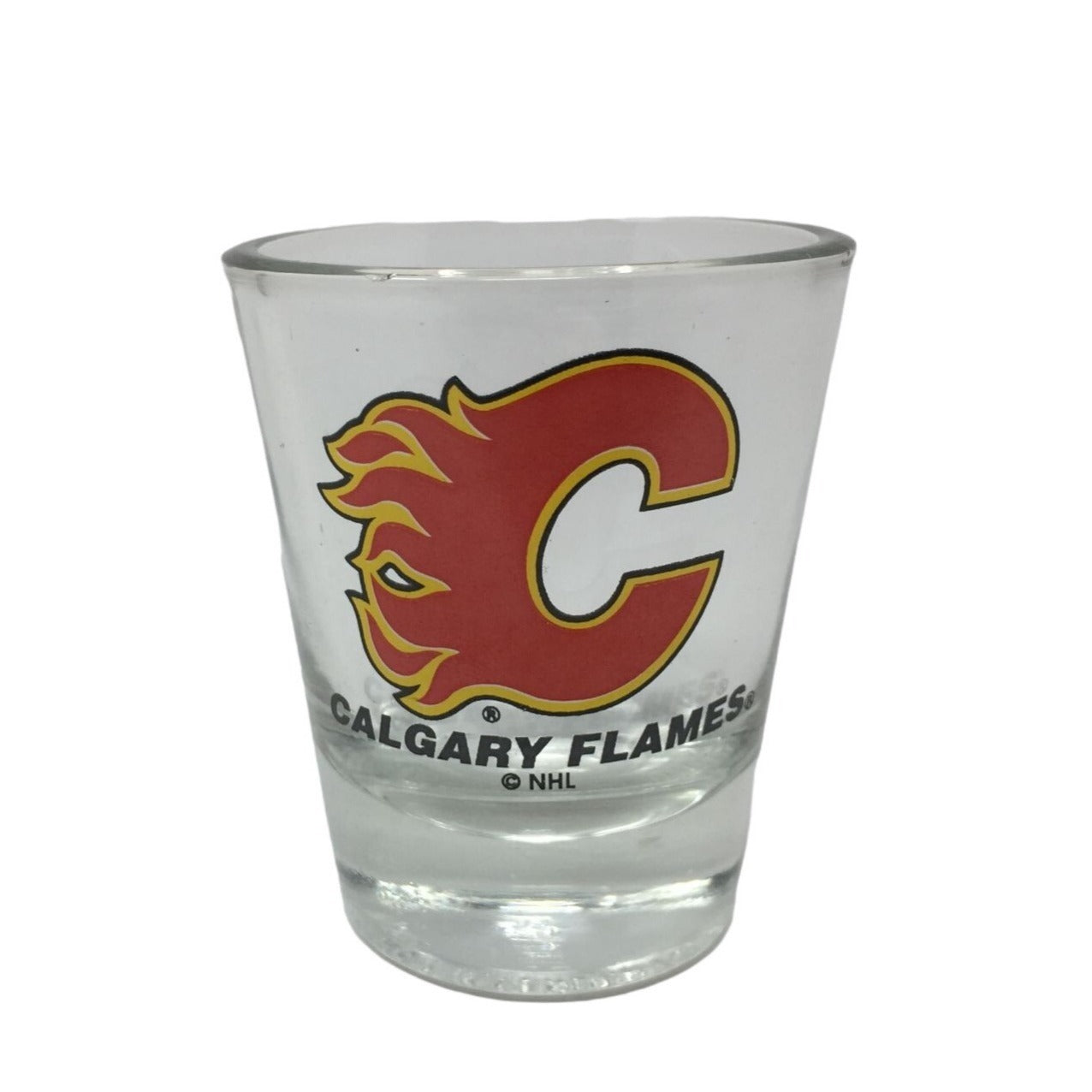 VINTAGE NHL CALGARY FLAMES 2.5" TALL SHOT GLASS