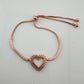 Beautiful Baguette Topaz Heart Bolo Bracelet - Rose Gold Overlay