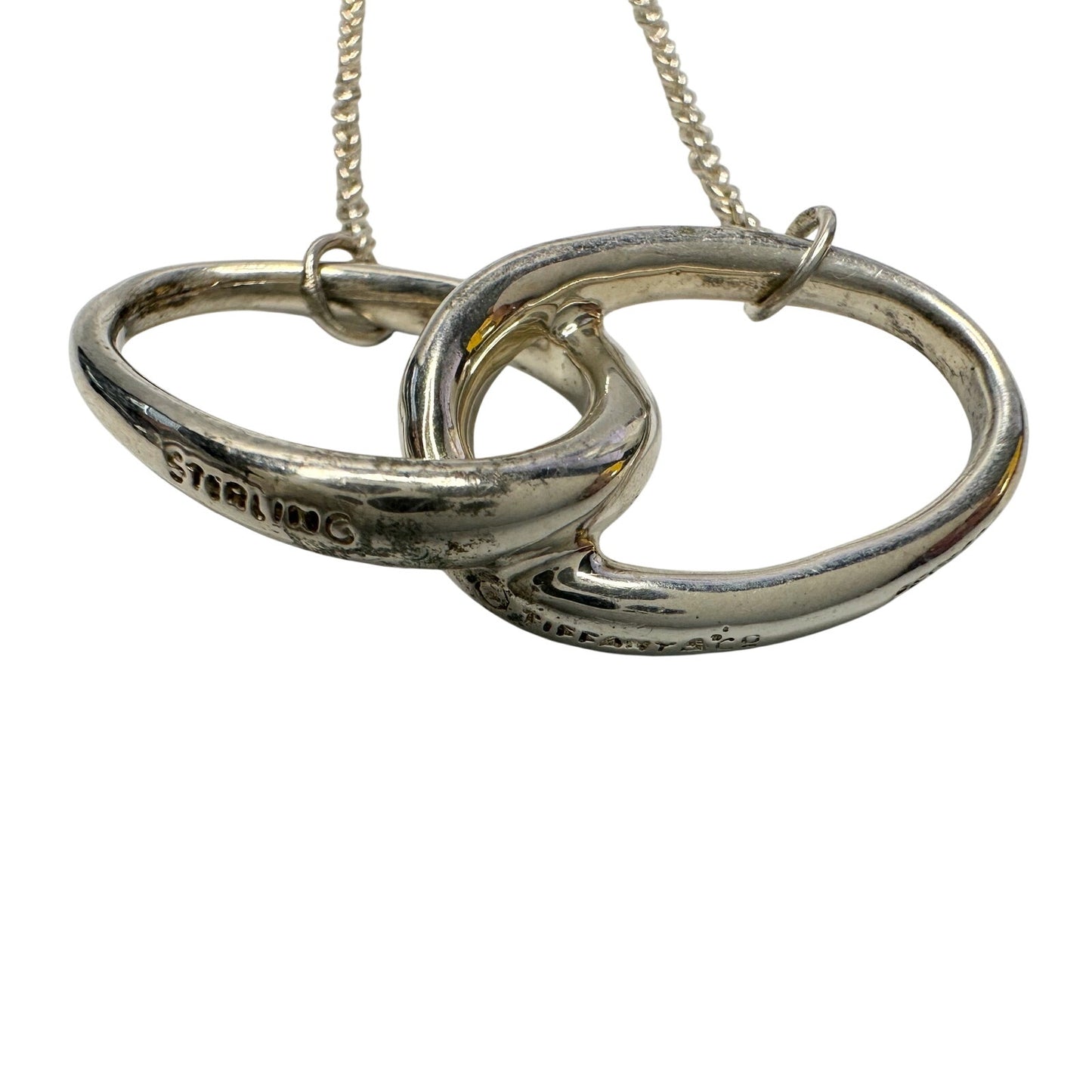 Tiffany and Co Elsa Peretti Large Double Loop Pendant Necklace 15" - Sterling Silver