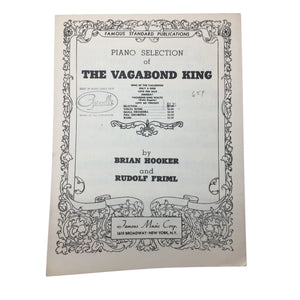 Famous Standard Publication - Piano Selection of the Vagabond King