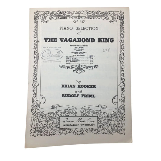 Famous Standard Publication - Piano Selection of the Vagabond King - A+ Stuff - SHEET MUSIC - A+ Stuff