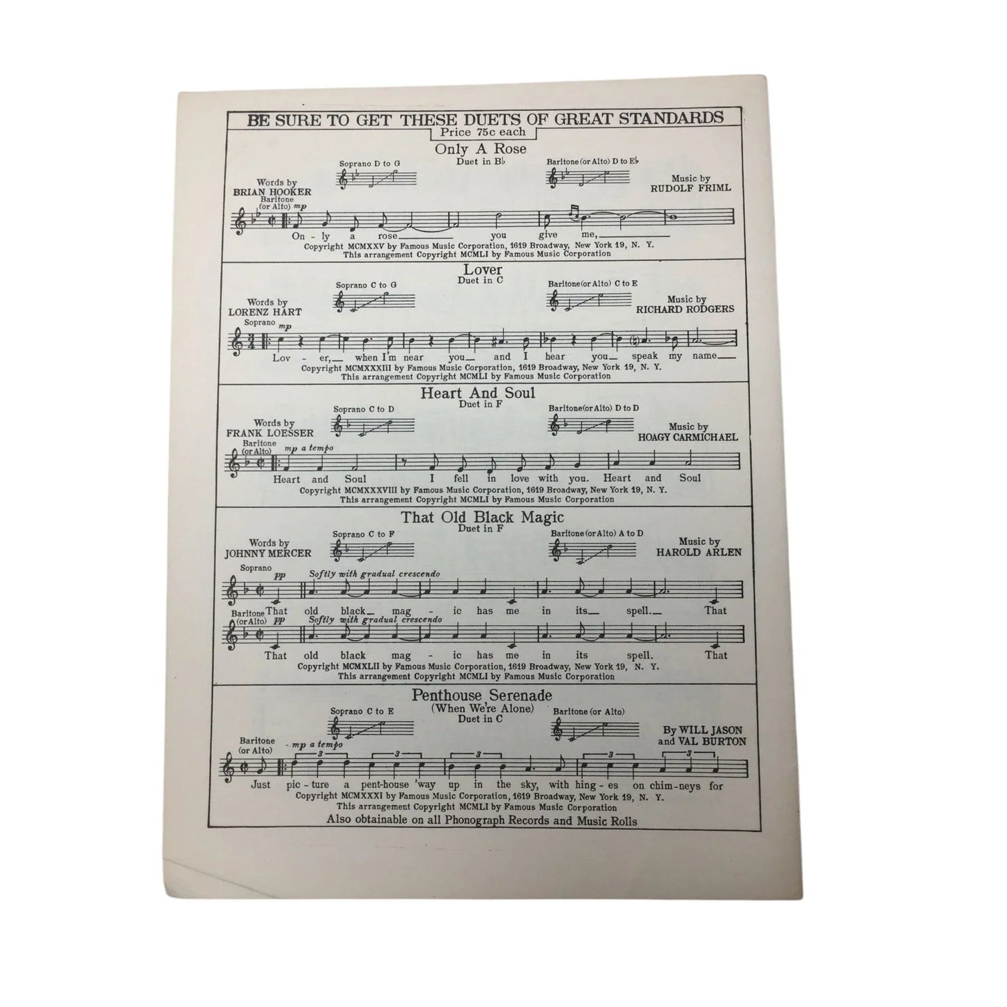 Famous Standard Publication - Piano Selection of the Vagabond King - A+ Stuff - SHEET MUSIC - A+ Stuff