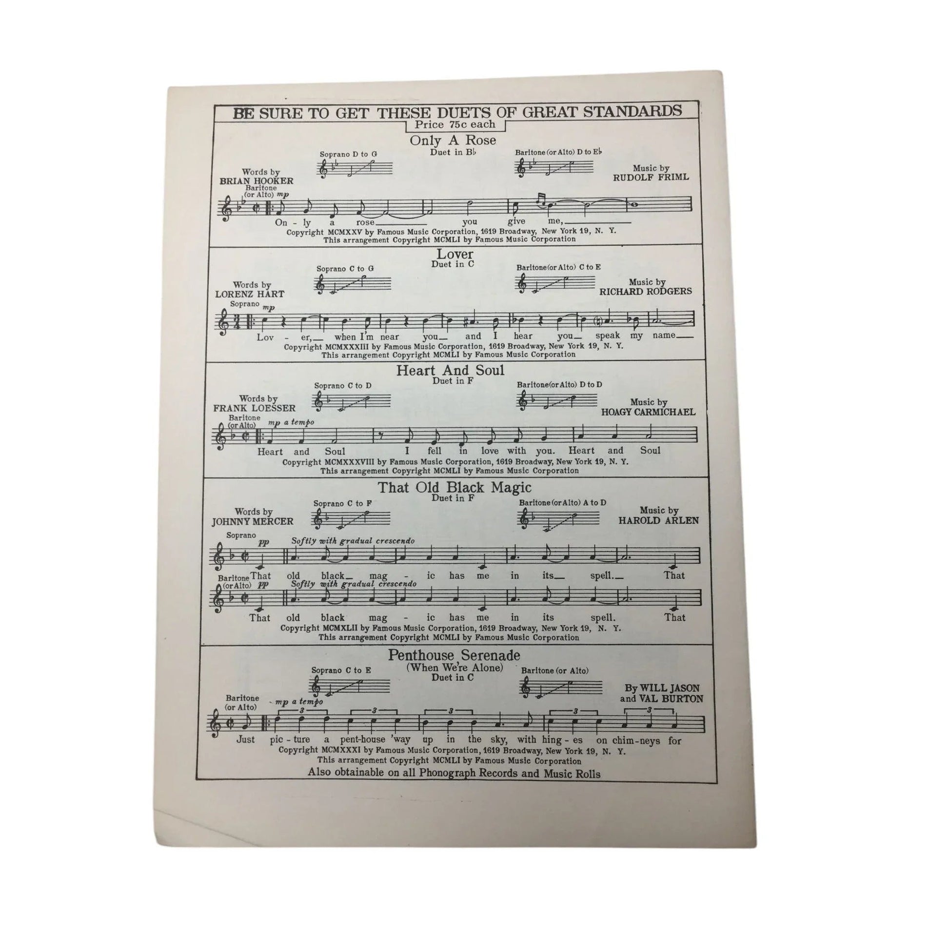 Famous Standard Publication - Piano Selection of the Vagabond King - A+ Stuff - SHEET MUSIC - A+ Stuff