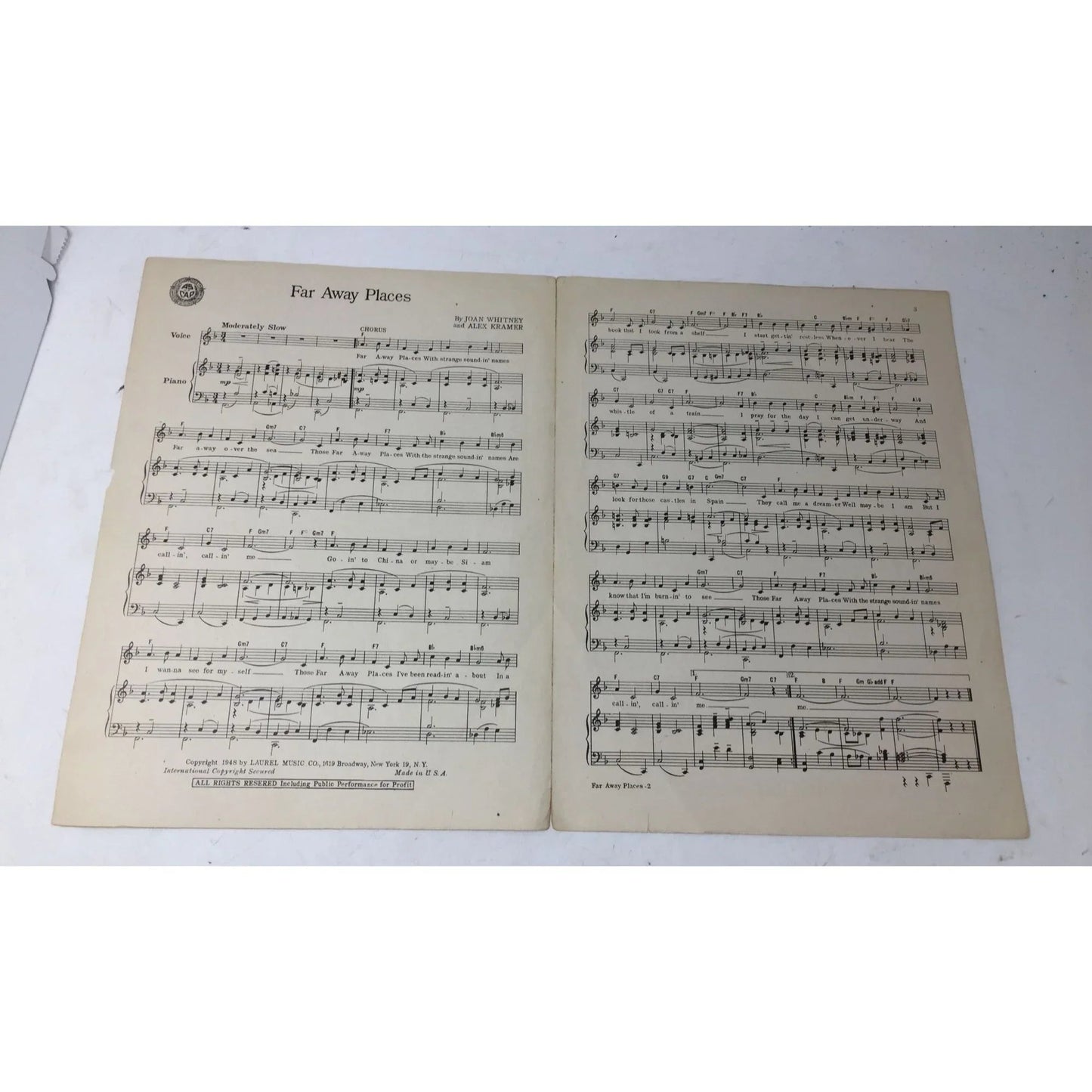 ''Far Away Places'' Vintage Sheet Music Book - A+ Stuff - SHEET MUSIC - A+ Stuff