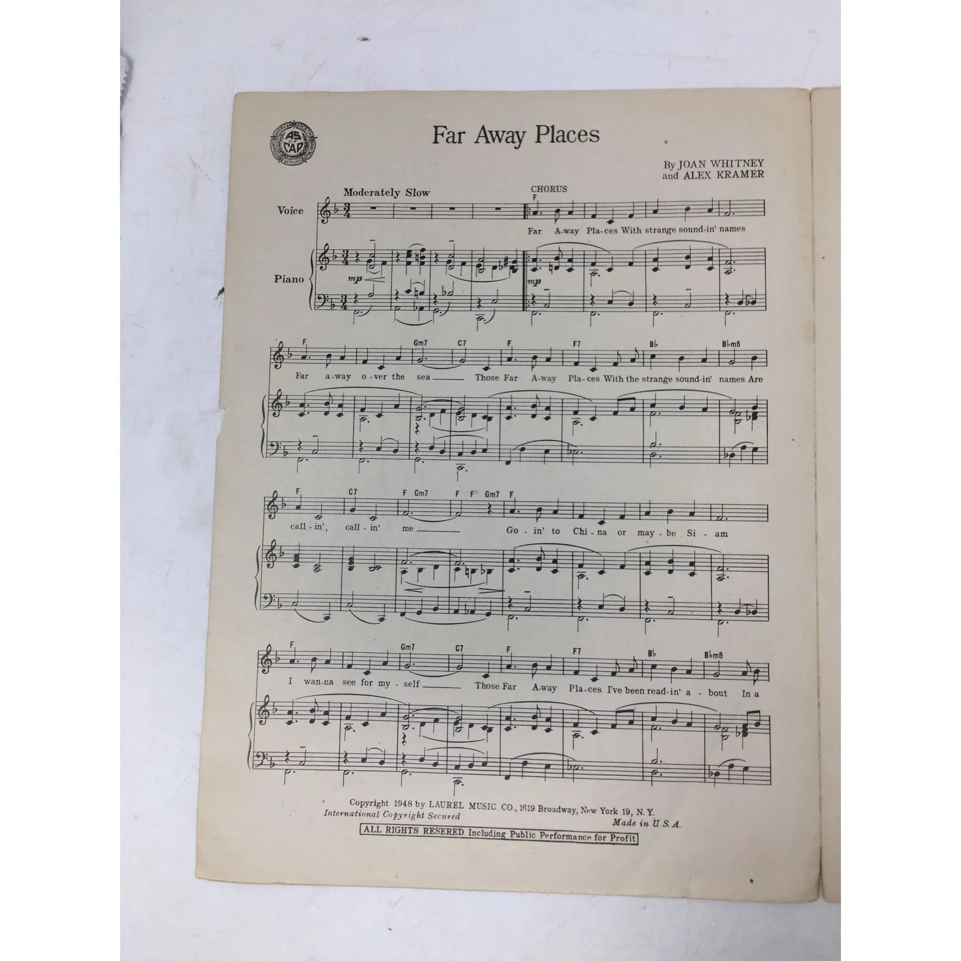 ''Far Away Places'' Vintage Sheet Music Book - A+ Stuff - SHEET MUSIC - A+ Stuff