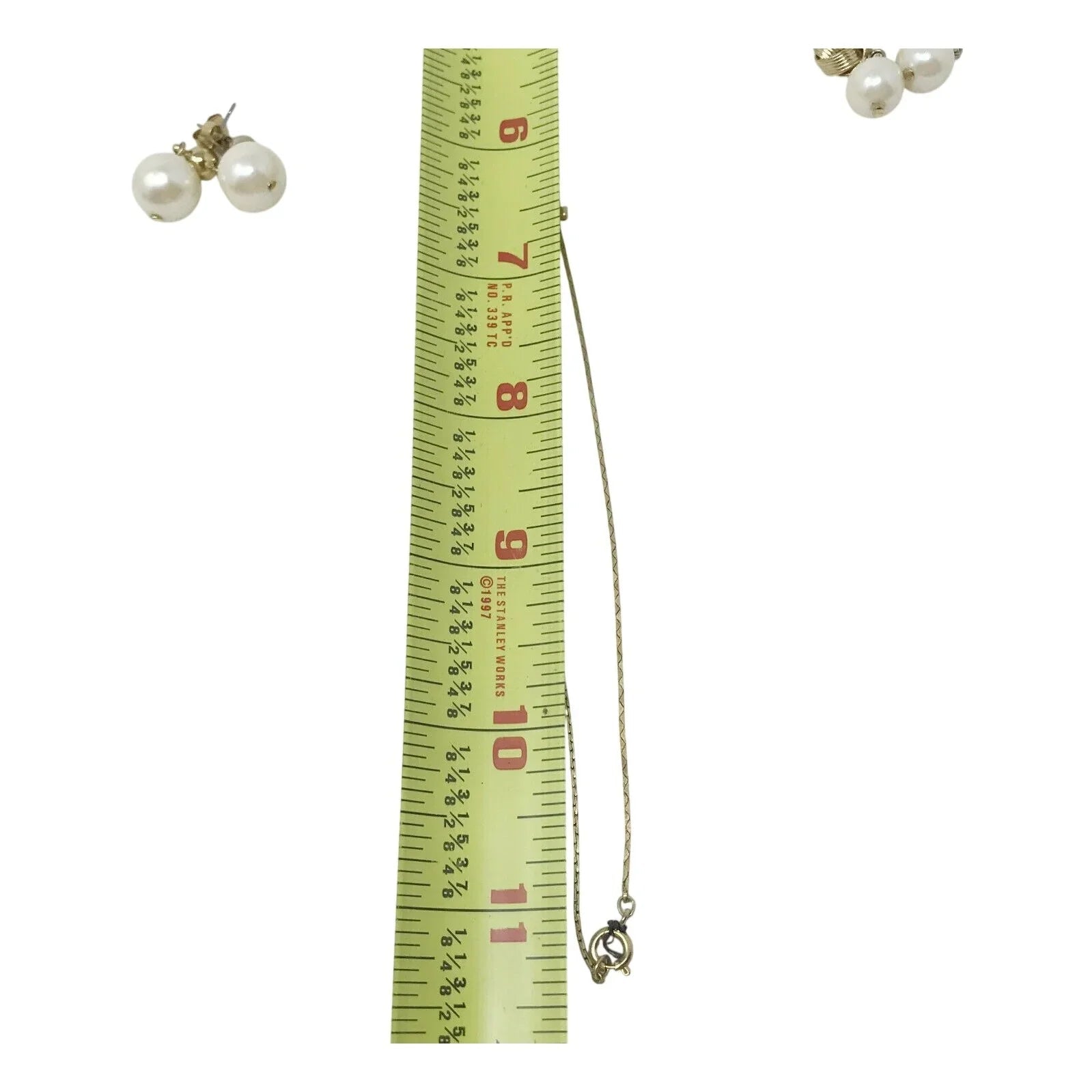 Faux Pearl EARRING and NECKLACE SET Gold Tone 2 Pairs of earrings - Unbranded - A+ Stuff