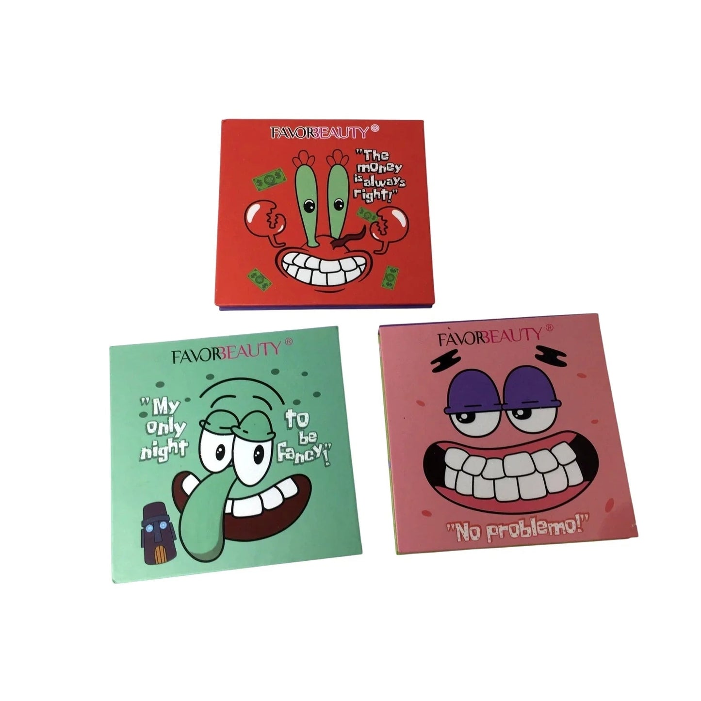 Favor Beauty Mr Krabs, Patrick & Squidward Palettes - Set of 3 Spongebob Squarepants Character Make - up Palettes - Favor Beauty - Make up - A+ Stuff