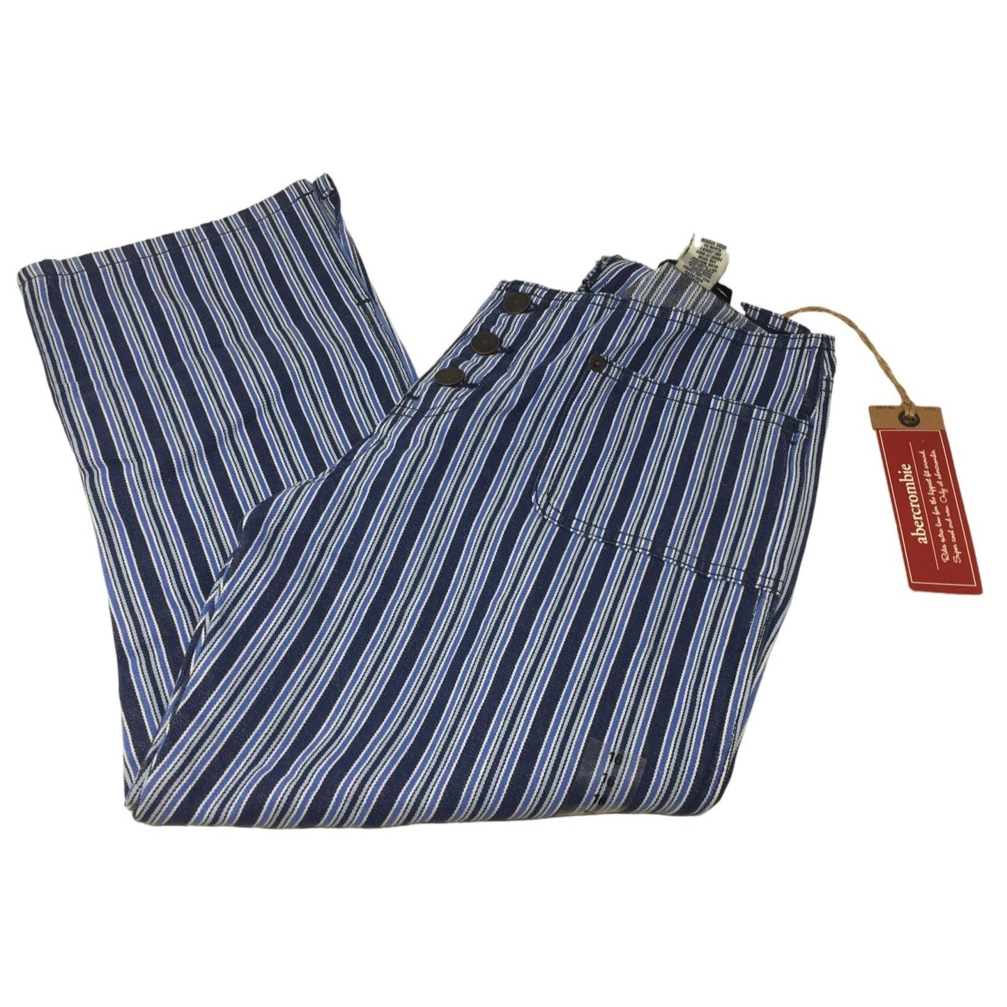 Abercrombie Women's Size 16 Striped Blue Super Low Rise Capri Pants New with Tags
