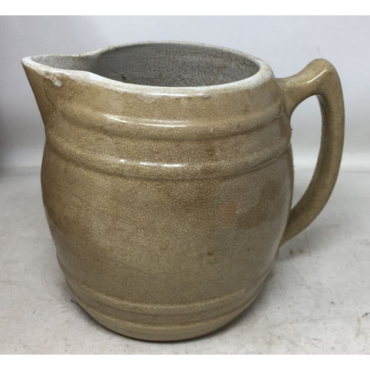 Vintage Ceramic Barrel Shaped Handled Pitcher