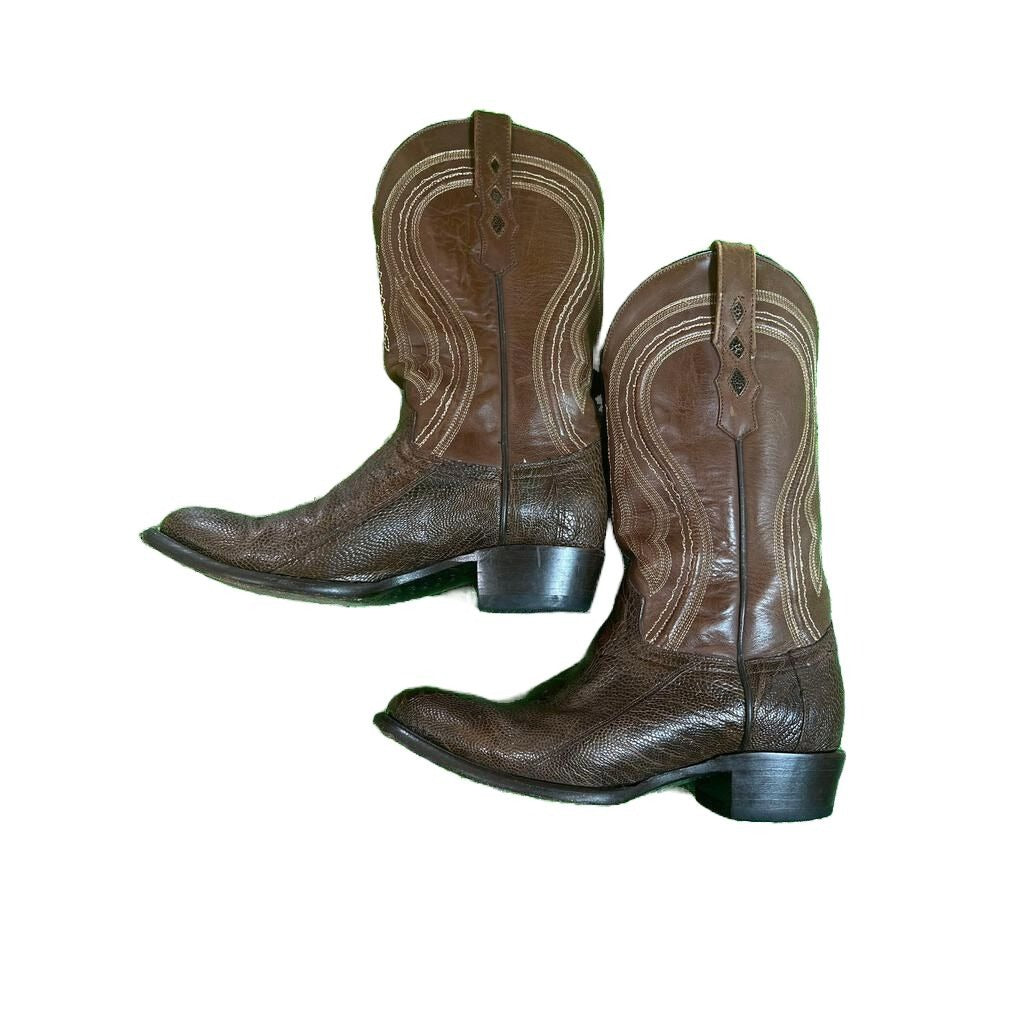 Vaccari Brown Snakeskin Leather Cowboy Boots USA 8 EE