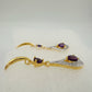 Pretty Teardrop Purple African Amethyst Earrings with Detailing and Gold Overlay