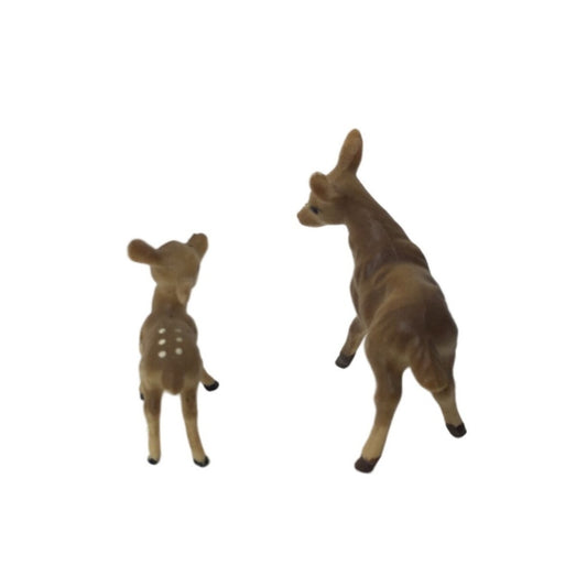 Two Miniature Brown/White Deer Figurines (Doe and Fawn)