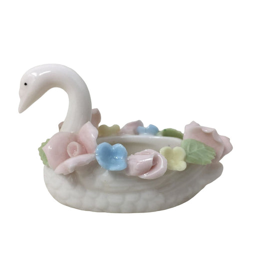 Small Vintage Ardalt Japan Trinket Dish/Holder - Swan Figurine Fine Porcelain