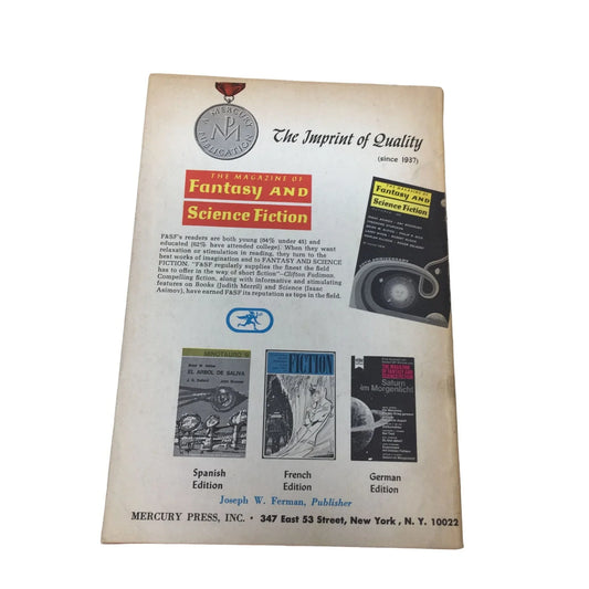 Fantasy and Science Fiction March 1970 The Fatal Fulfillment a complete short novel by Poul Anderson A+ Stuff A+ Stuff