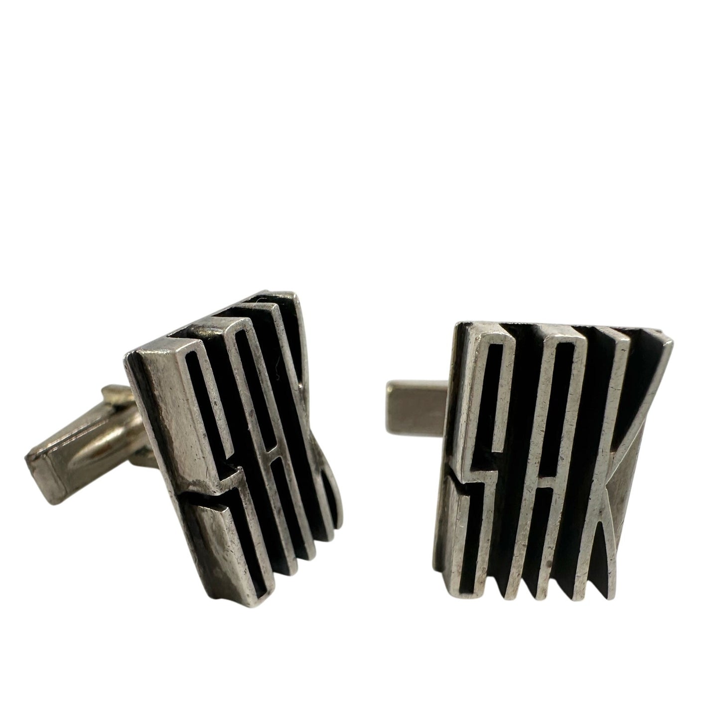 Sterling Silver Cufflinks - Modernist (mid-century) Design - Initials SAK - Stamped on back
