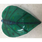 Handmade Art Glass Green, Blue, Yellow Shiny Leaf Dish- Made in 2006- Writing on bottom