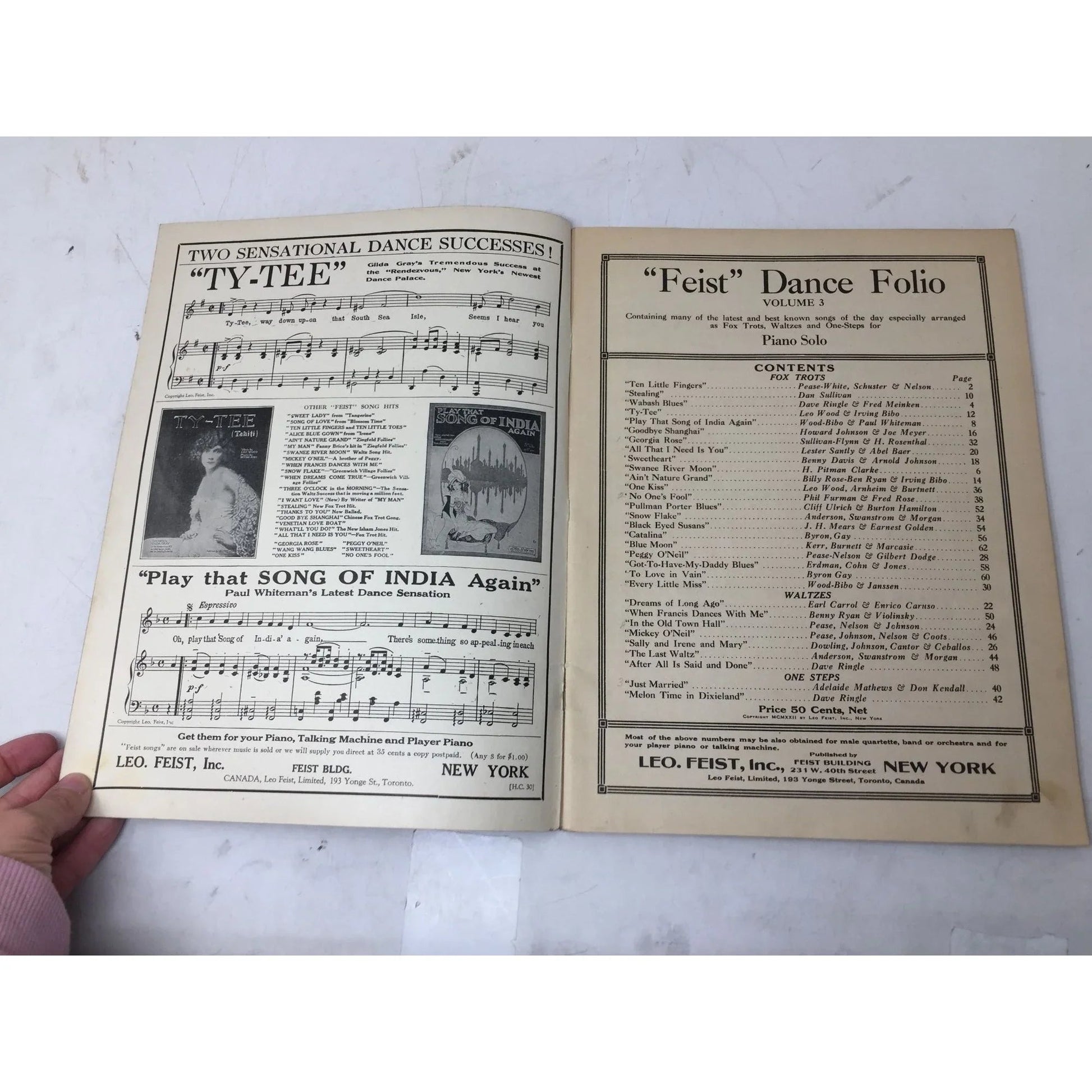 Feist Dance Folio (Vol. 3) latest song hits Arranged by Fox Trots One Step Waltzes - A+ Stuff - SHEET MUSIC - A+ Stuff