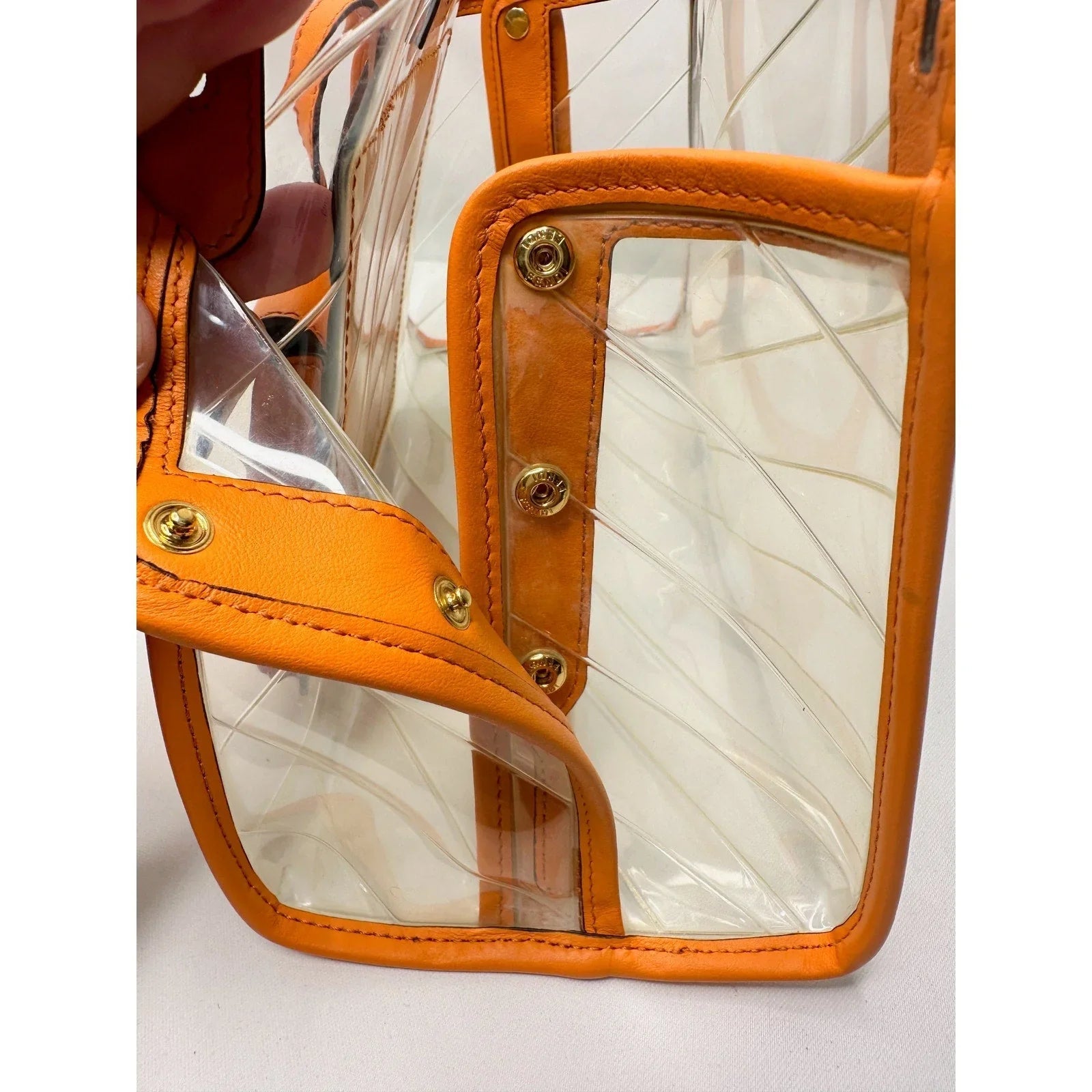 Fendi Peekaboo Defender PVC Clutch Bag Orange - Small - Fendi - Clutch Bag - A+ Stuff