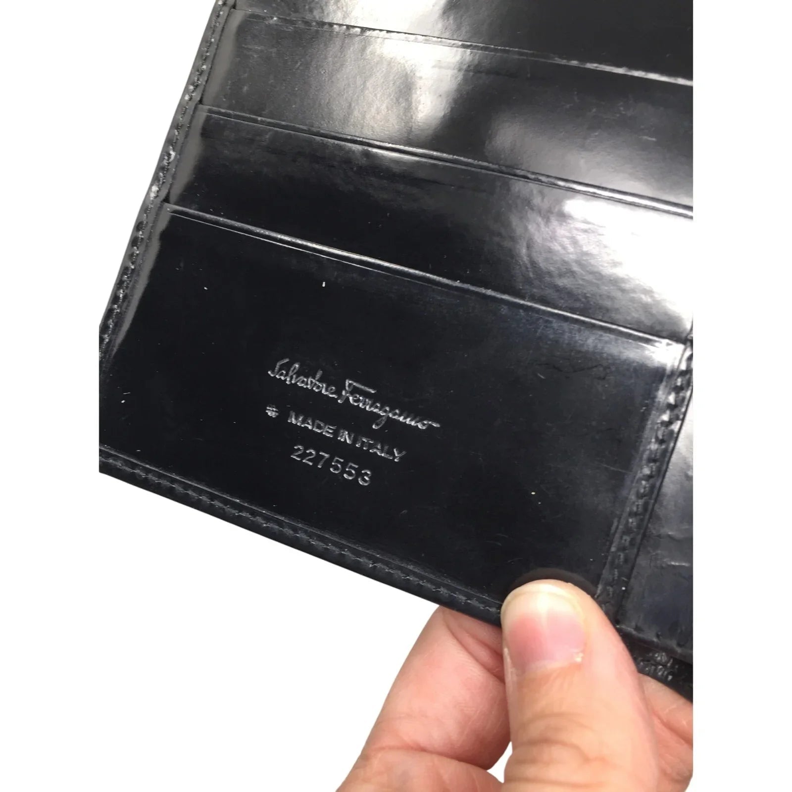 Ferragamo Bi - fold Wallet - Double Gancini Enamel Black - Salvatore Ferragamo - Wallet - A+ Stuff
