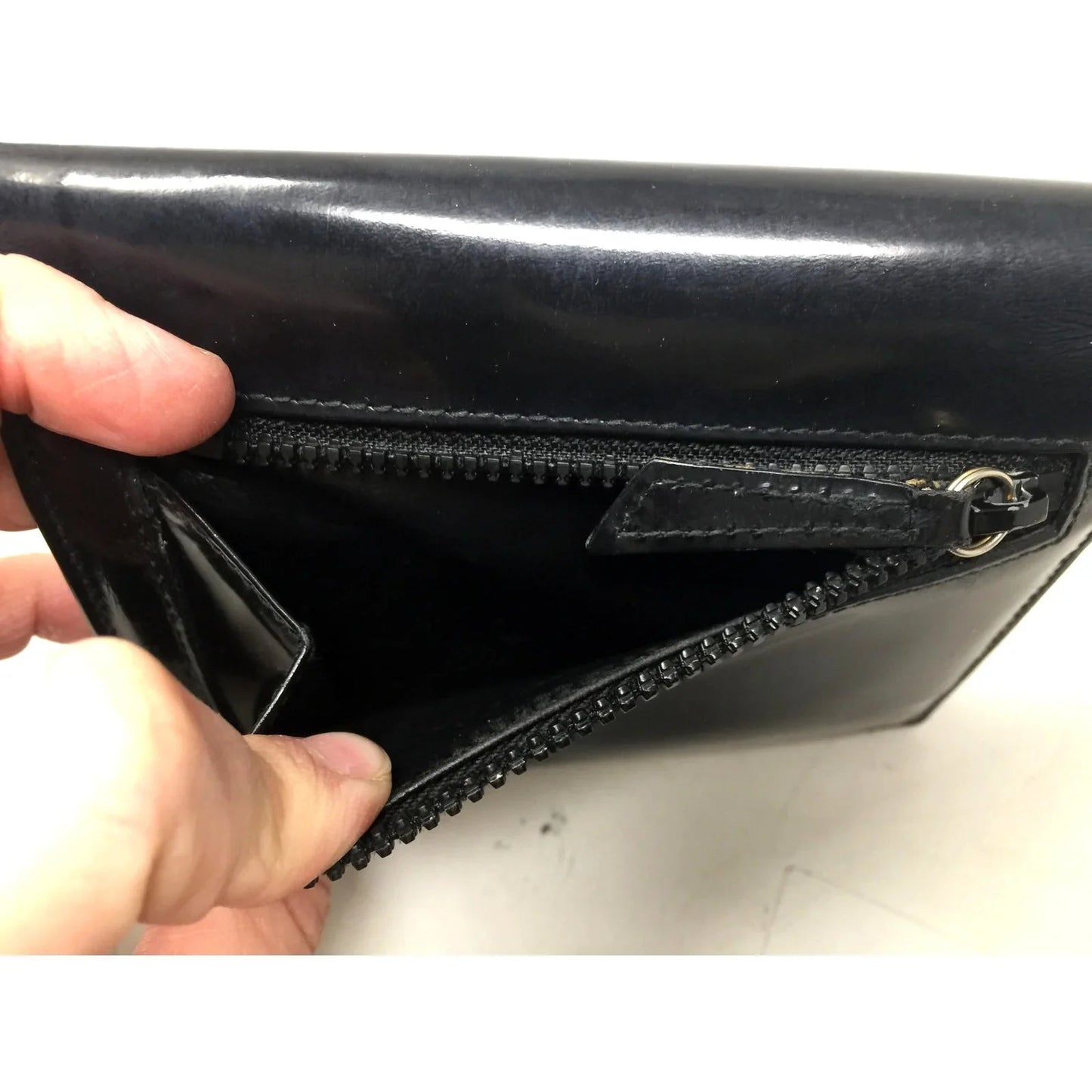 Ferragamo Bi - fold Wallet - Double Gancini Enamel Black - Salvatore Ferragamo - Wallet - A+ Stuff