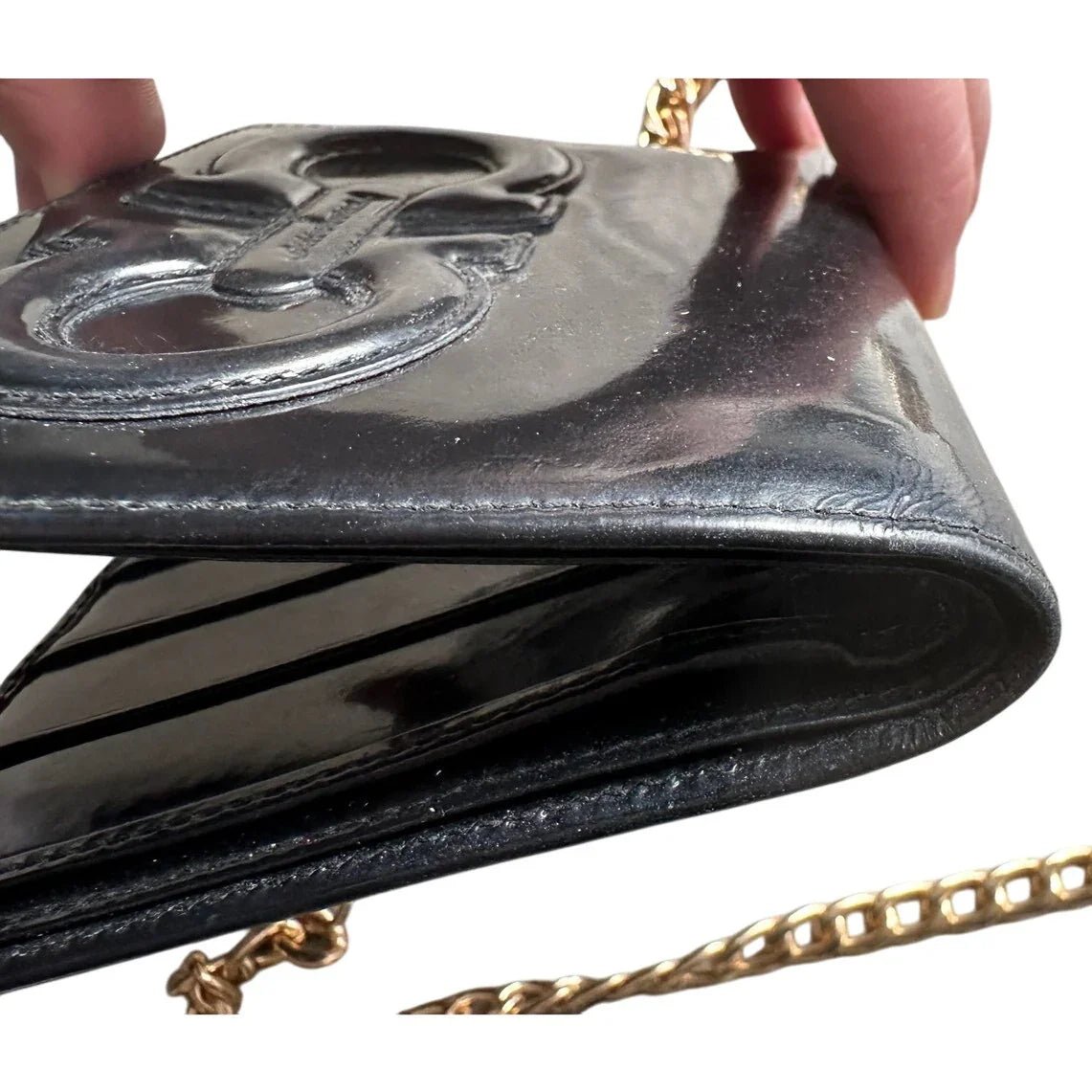 Ferragamo Bi - fold Wallet - Double Gancini Enamel Black - Salvatore Ferragamo - Wallet - A+ Stuff