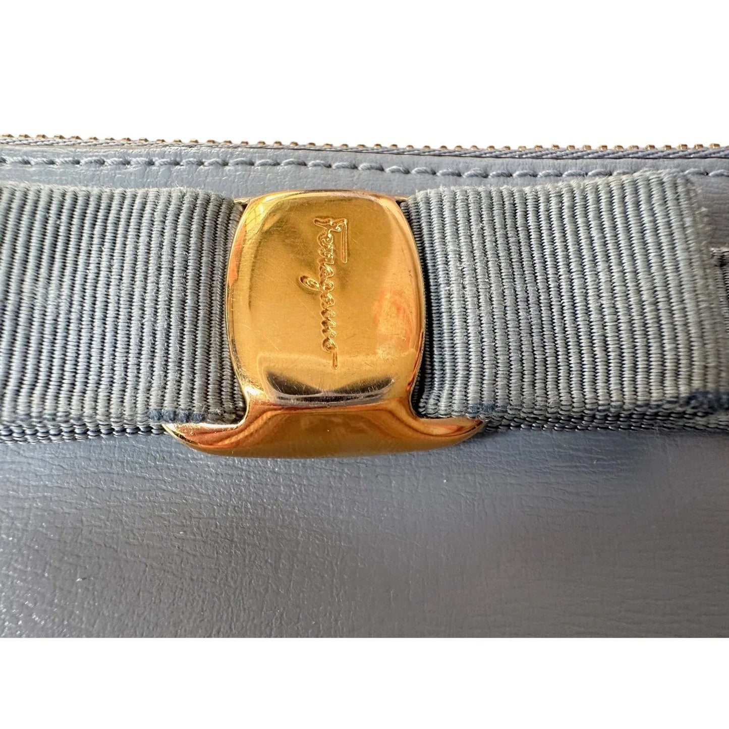 Ferragamo Powder Blue Bow Zippered Pouch Card Holder - Ferragamo - Wallet - A+ Stuff