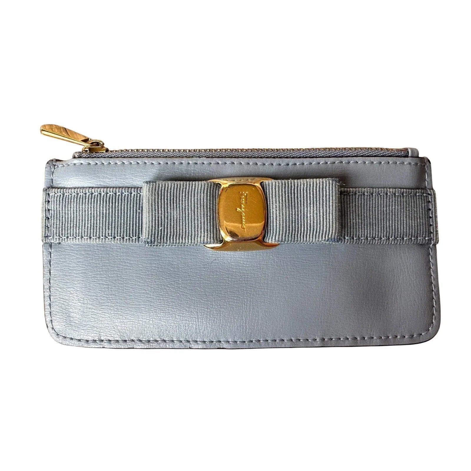 Ferragamo Powder Blue Bow Zippered Pouch Card Holder - Ferragamo - Wallet - A+ Stuff