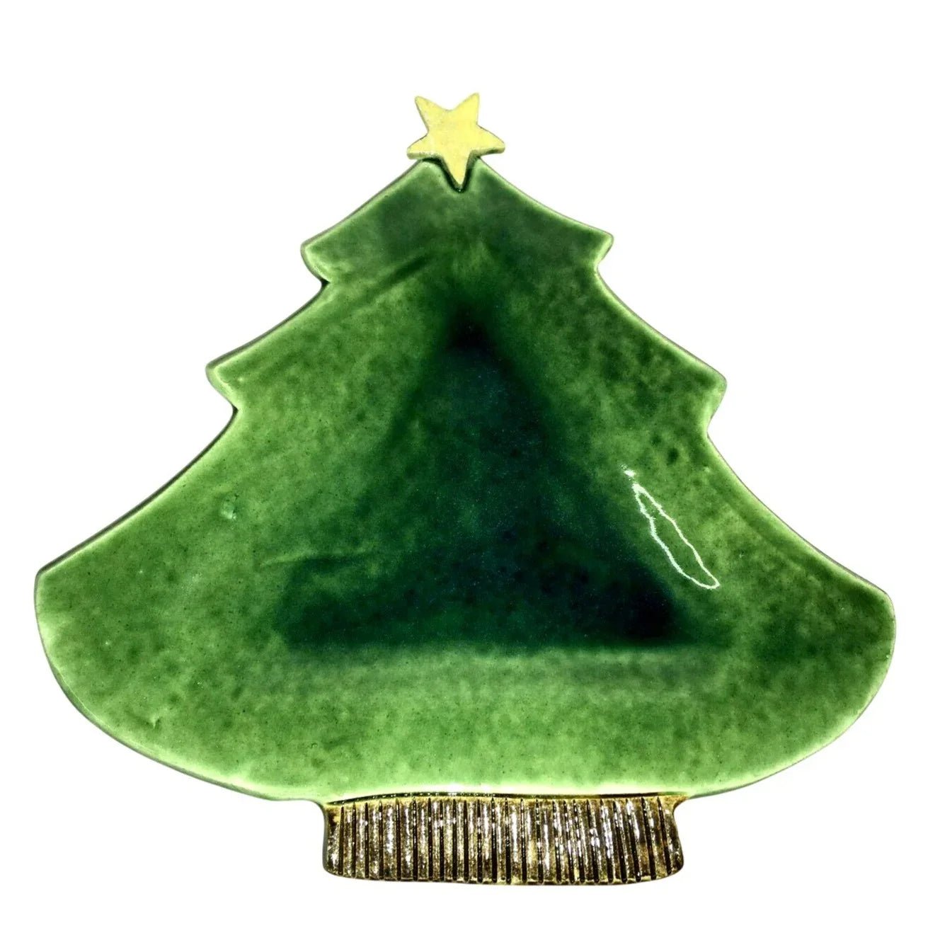 Festive CHRISTMAS TREE Ceramic Holiday Serving Dish - STAR on Top - Signed by Artist - Unbranded - holiday serveware - A+ Stuff