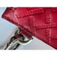 Versace Large Red Logo Print Leather Wristlet Clutch