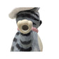 Fun Novelty Cat Pitcher / Pourer - Cute Gray Cartoonish Tabby Cat with White Sunhat and Pink Necklace