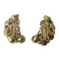 Vintage Mid Century Pink Faux Pearl Cluster Clip On Earrings Gold Tone Leaf Fan Retro Costume Jewelry 1950s 1960s Unsure  A+ Stuff Earrings
