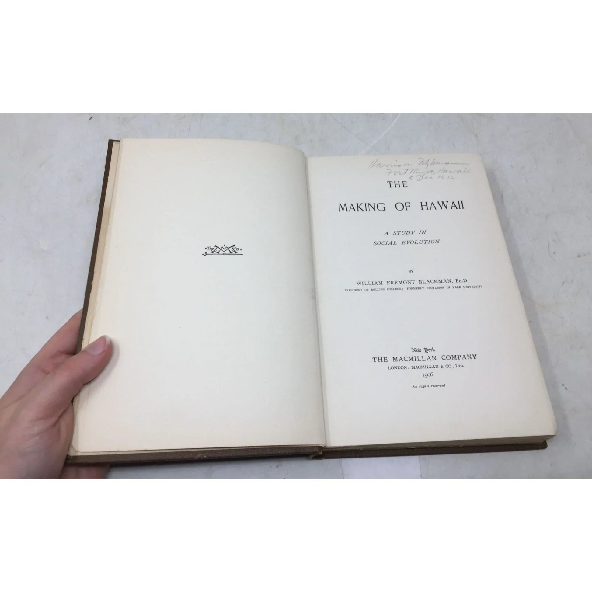 first edition hardcover book titled The Making of Hawaii: A Study in Social Evolution - unbranded - Vintage Books - A+ Stuff