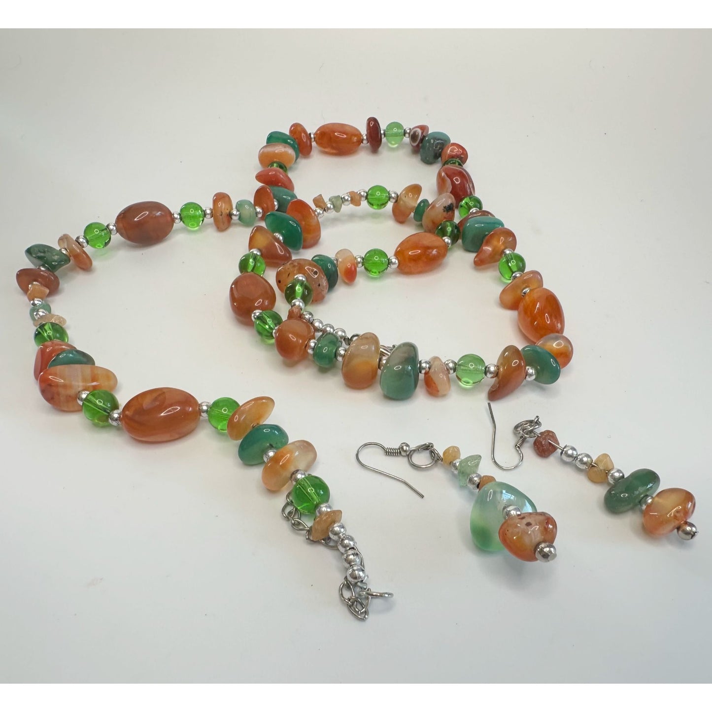 Women's Colorful Beaded Necklace and Matching Earrings