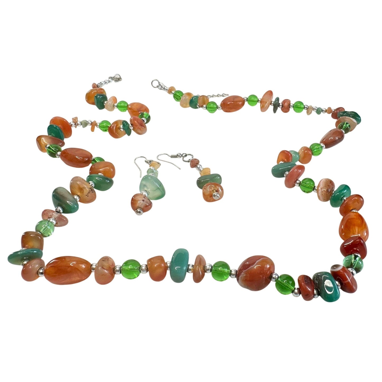 Women's Colorful Beaded Necklace and Matching Earrings
