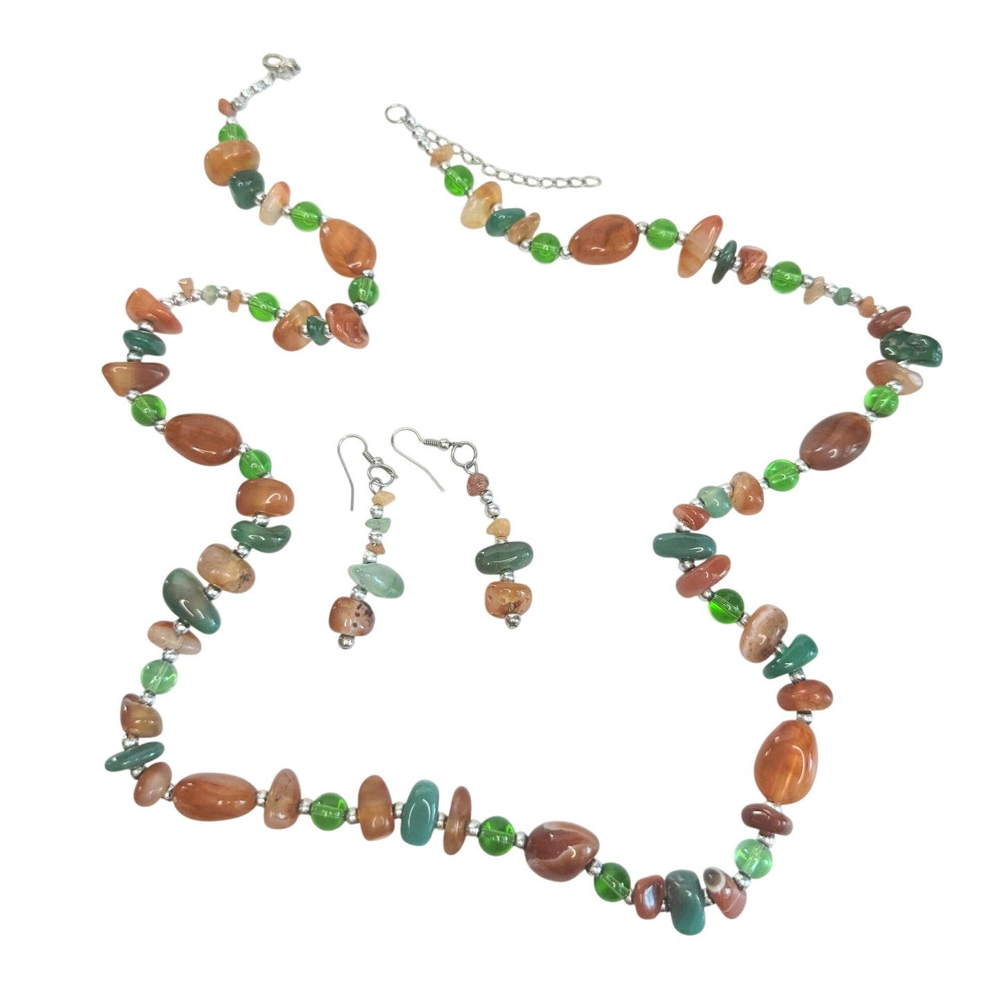 Women's Colorful Beaded Necklace and Matching Earrings