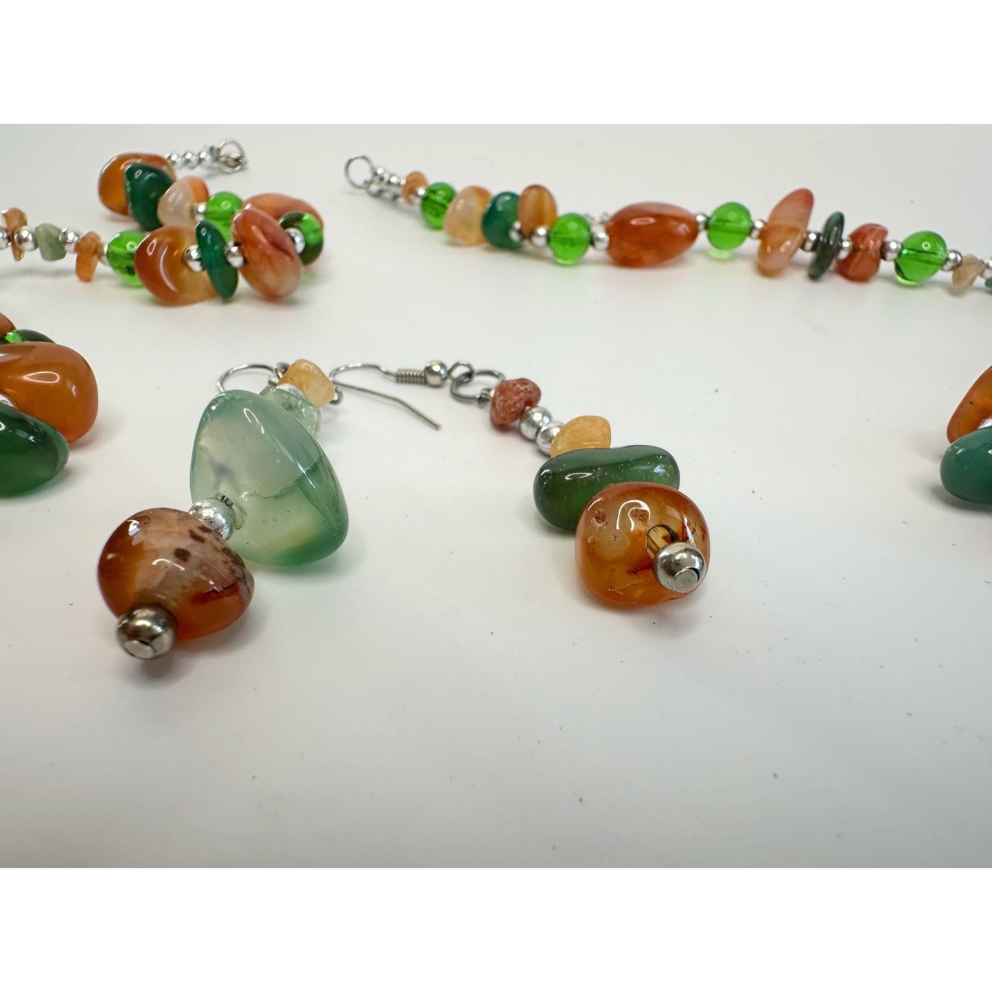 Women's Colorful Beaded Necklace and Matching Earrings