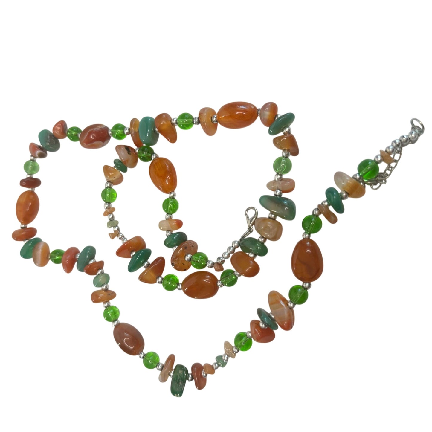 Women's Colorful Beaded Necklace and Matching Earrings