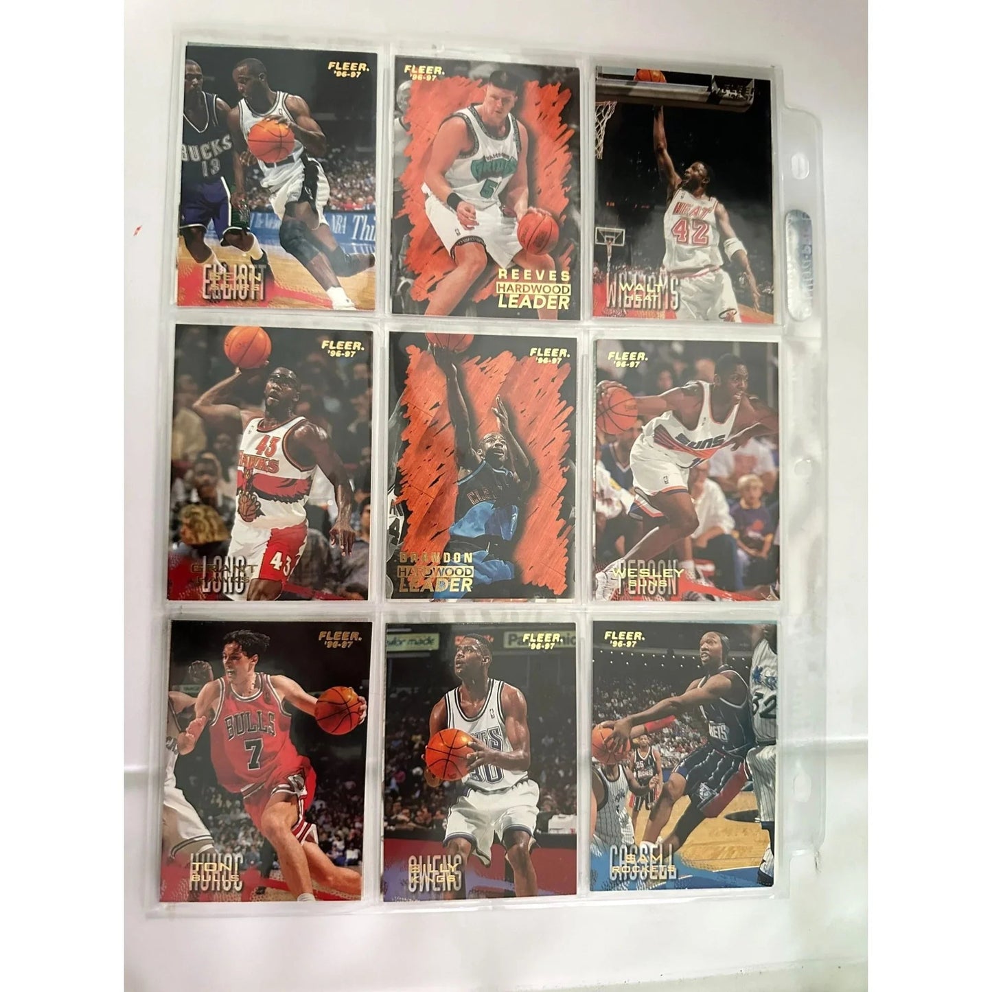 Fleer 1996 - 97 NBA Basketball Trading Cards Lot - 5 Double Sided Binder Pages - Fleer - A+ Stuff