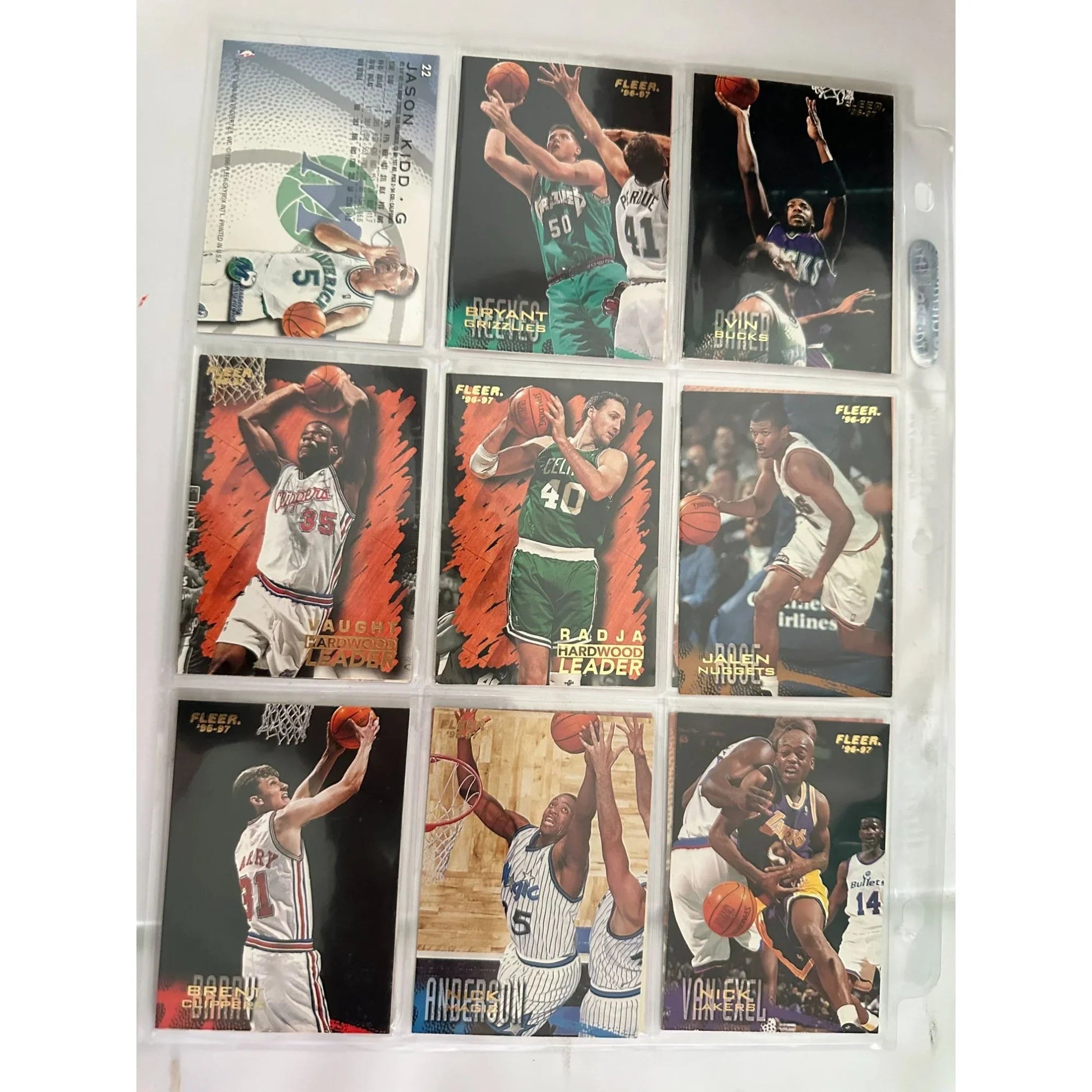 Fleer 1996 - 97 NBA Basketball Trading Cards Lot - 5 Double Sided Binder Pages - Fleer - A+ Stuff