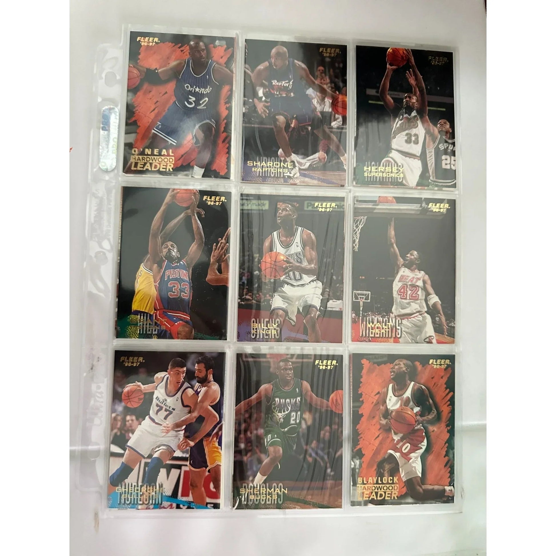 Fleer 1996 - 97 NBA Basketball Trading Cards Lot - 5 Double Sided Binder Pages - Fleer - A+ Stuff