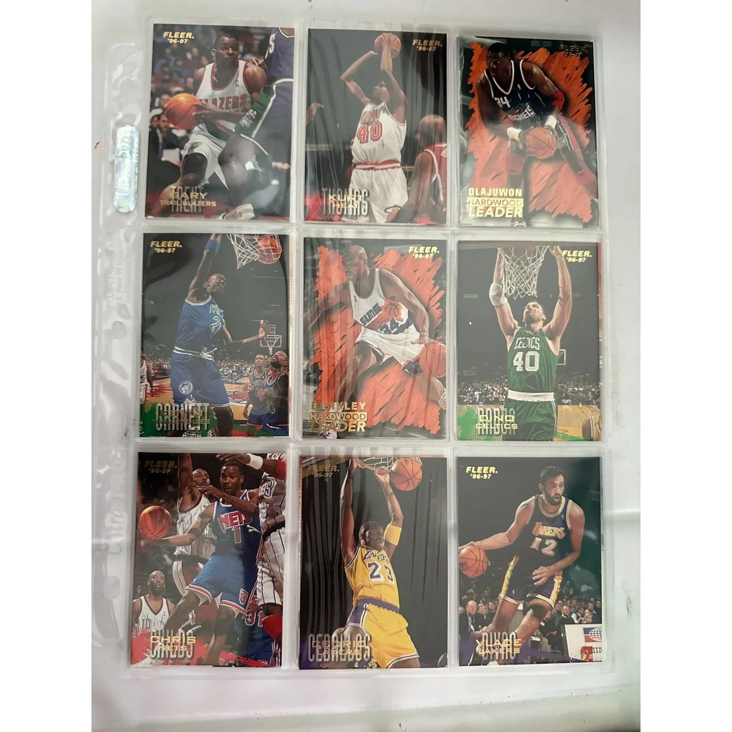 Fleer 1996 - 97 NBA Basketball Trading Cards Lot - 5 Double Sided Binder Pages - Fleer - A+ Stuff