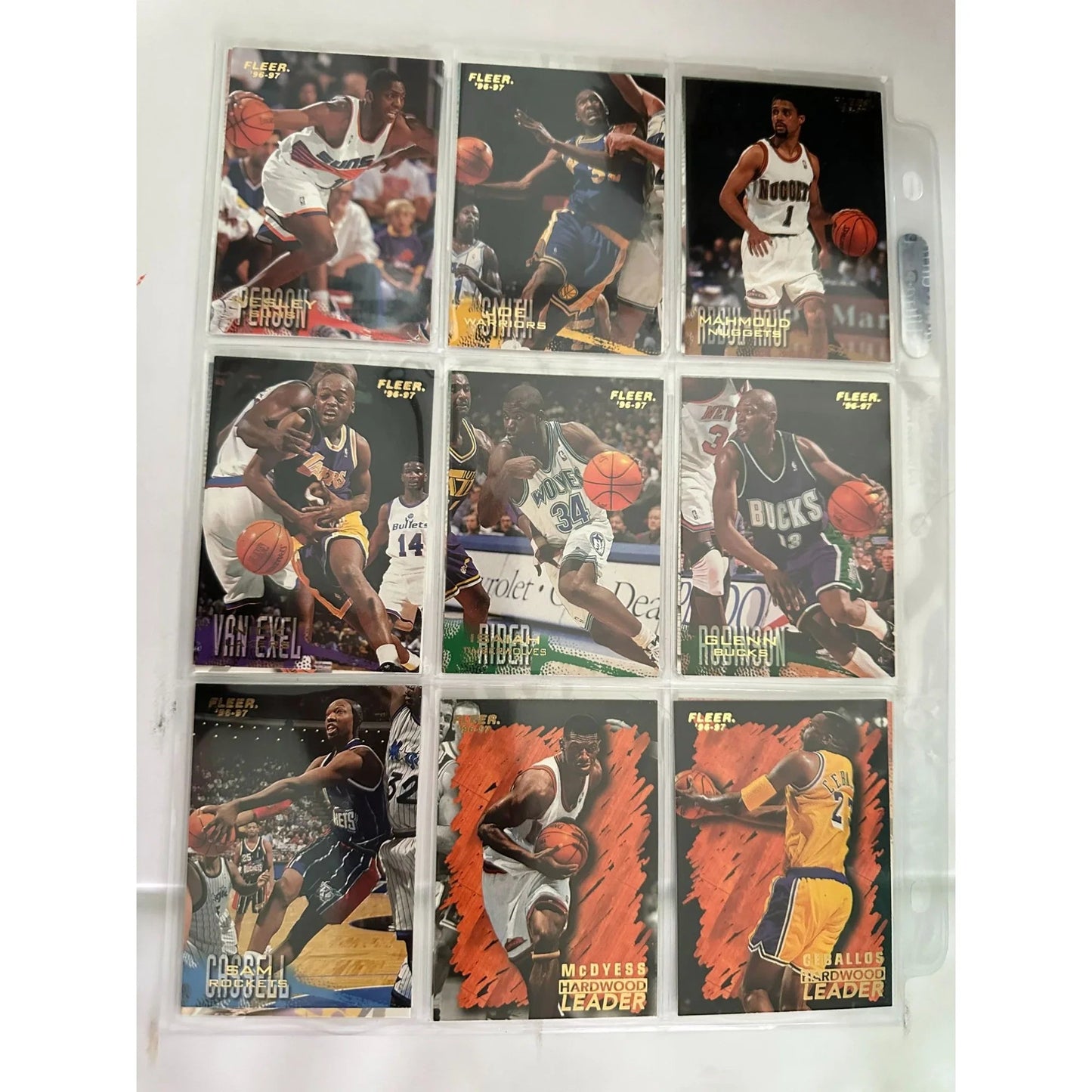 Fleer 1996 - 97 NBA Basketball Trading Cards Lot - 5 Double Sided Binder Pages - Fleer - A+ Stuff
