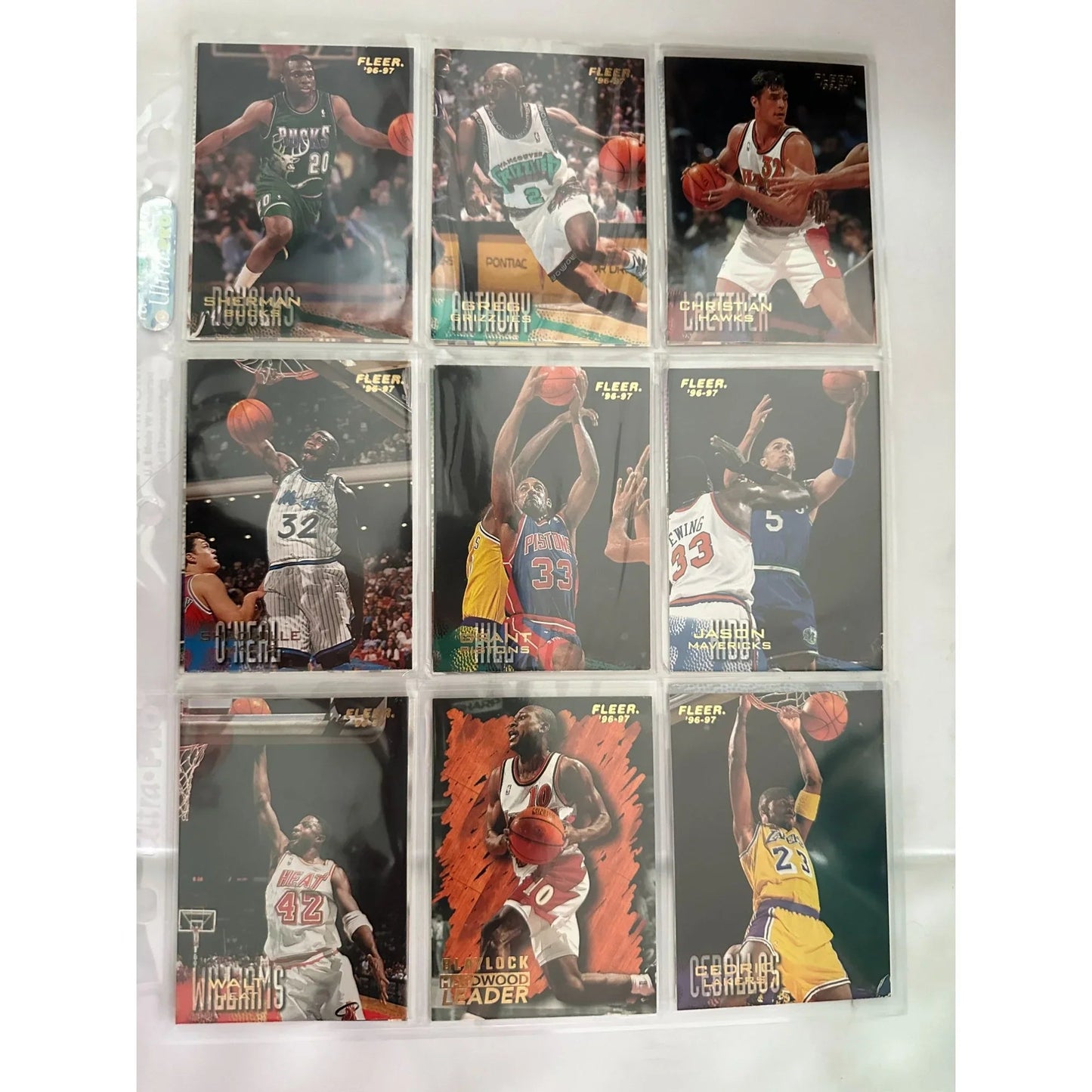 Fleer 1996 - 97 NBA Basketball Trading Cards Lot - 5 Double Sided Binder Pages - Fleer - A+ Stuff