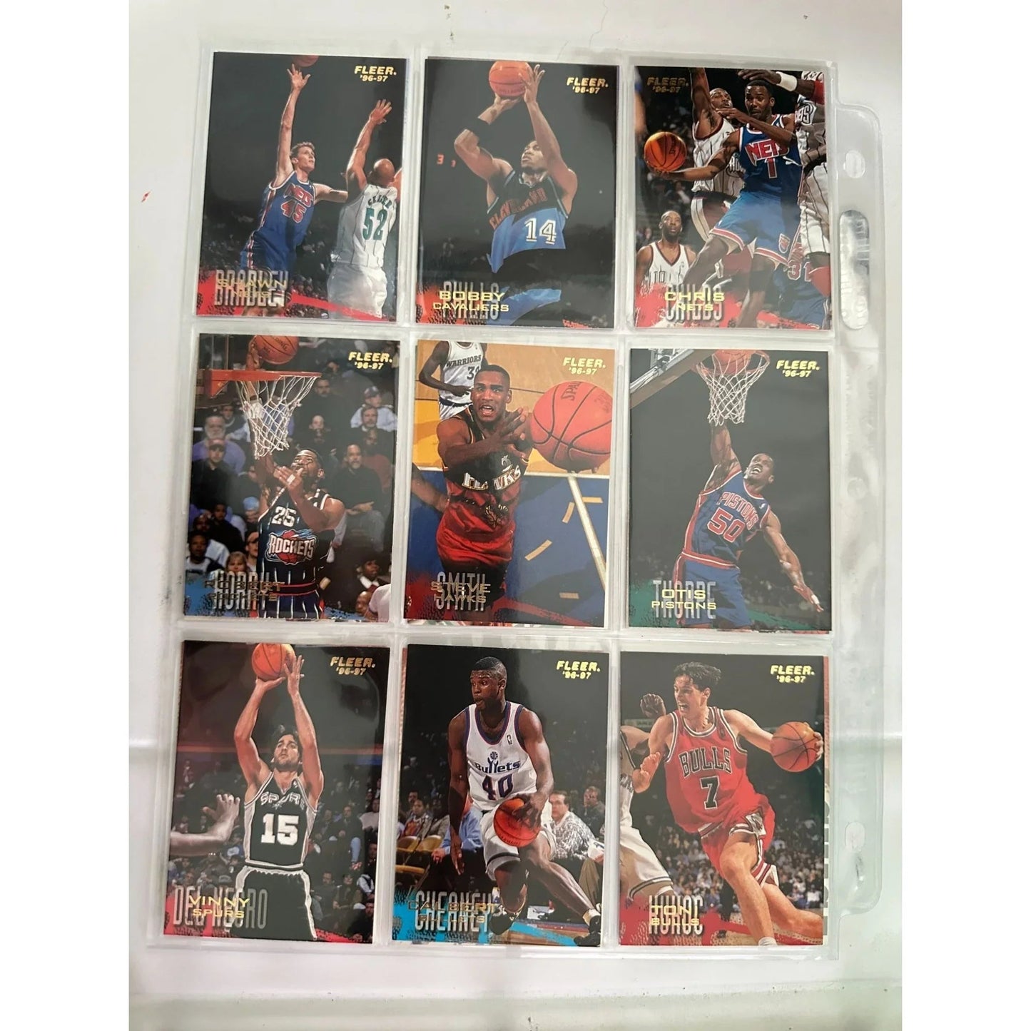 Fleer 1996 - 97 NBA Basketball Trading Cards Lot - 5 Double Sided Binder Pages - Fleer - A+ Stuff