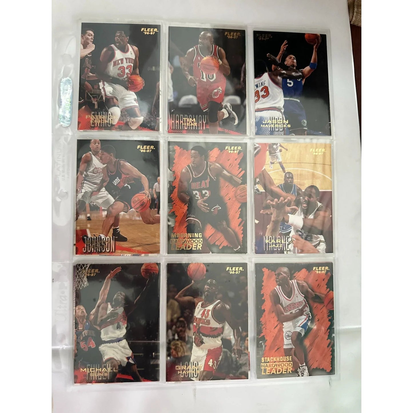Fleer 1996 - 97 NBA Basketball Trading Cards Lot - 5 Double Sided Binder Pages - Fleer - A+ Stuff