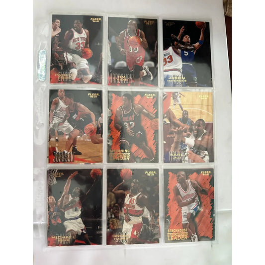 Fleer 1996 - 97 NBA Basketball Trading Cards Lot - 5 Double Sided Binder Pages - Fleer - A+ Stuff